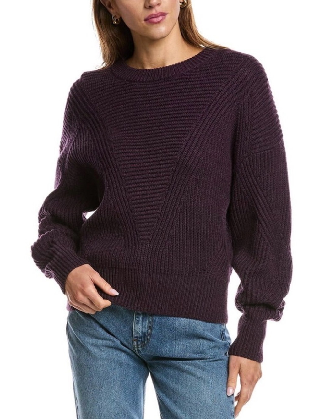 IRO Women's Ribbed Crewneck Sweater in Plum